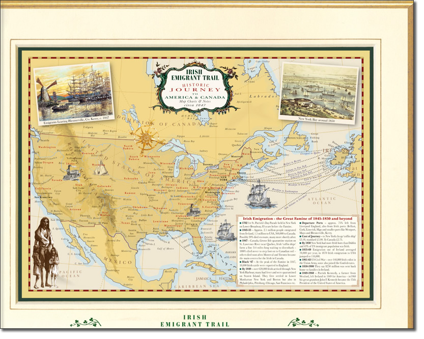 Irish Emigrant Trail - Map c1847 