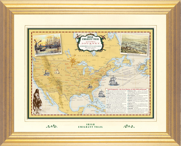 Irish Emigrant Trail - Map c1847 