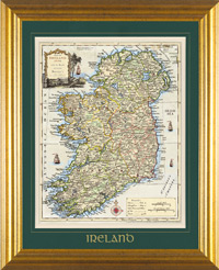 Ancient Map of Ireland - Standard - Single Mount (Matt) & Framed Size 8