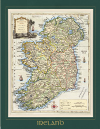 Ancient Map of Ireland - Standard - Single Mount (Matt)  Size 8